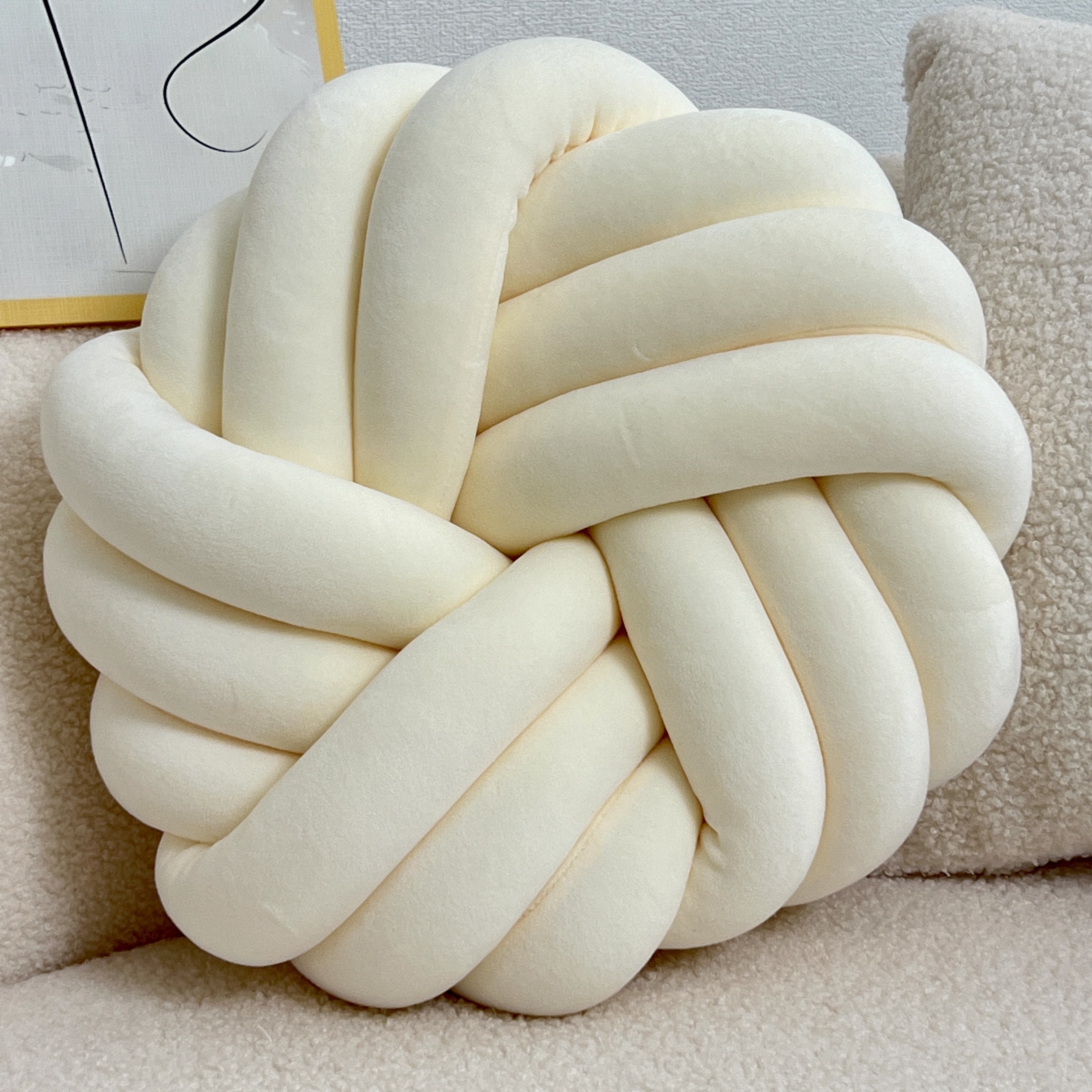 YLBKIKR Handmade Soft Plush Knot Throw Pillow Multi-Color Modern Minimalist Cushion for Sofa, Bed, and Chair Accent