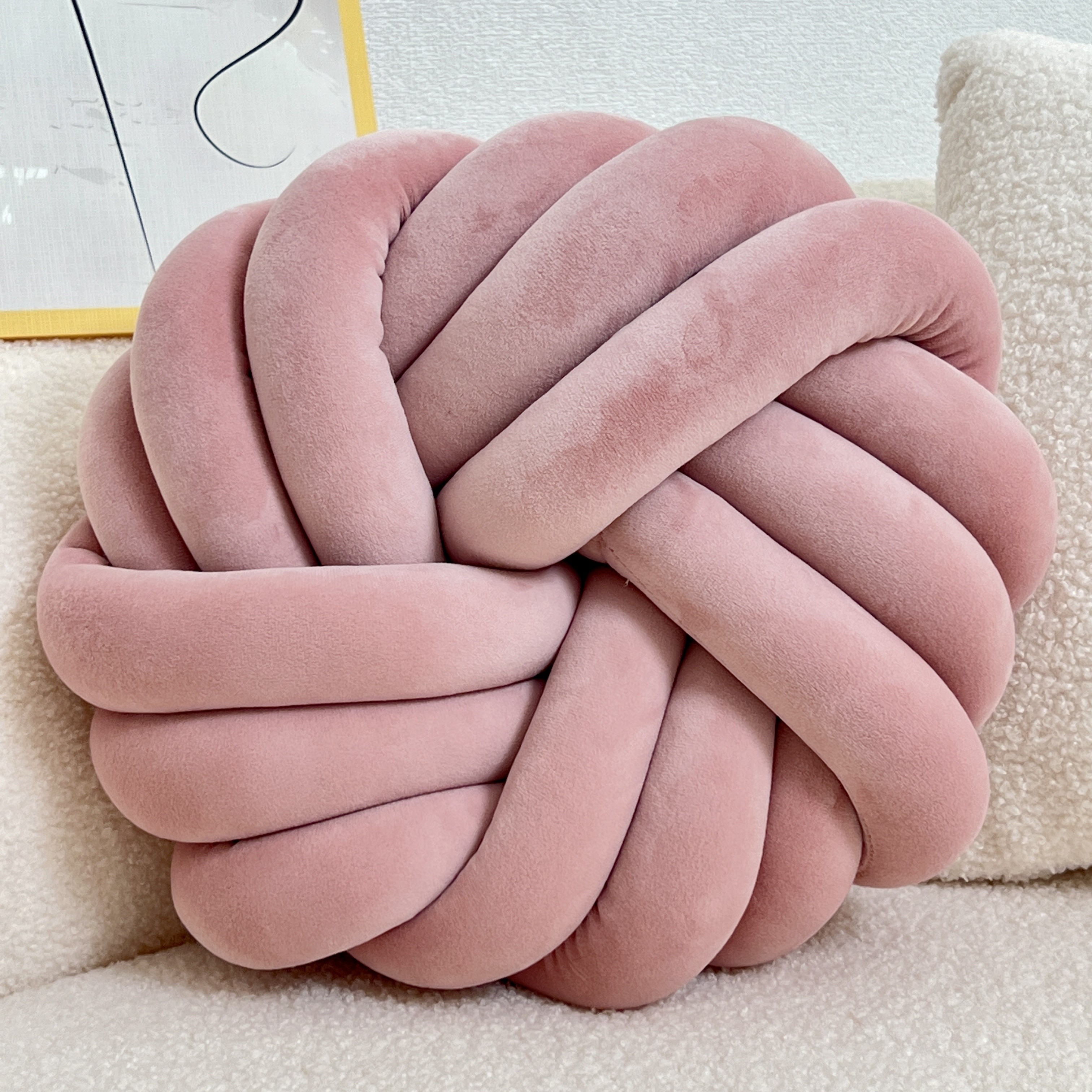 YLBKIKR Handmade Soft Plush Knot Throw Pillow Multi-Color Modern Minimalist Cushion for Sofa, Bed, and Chair Accent