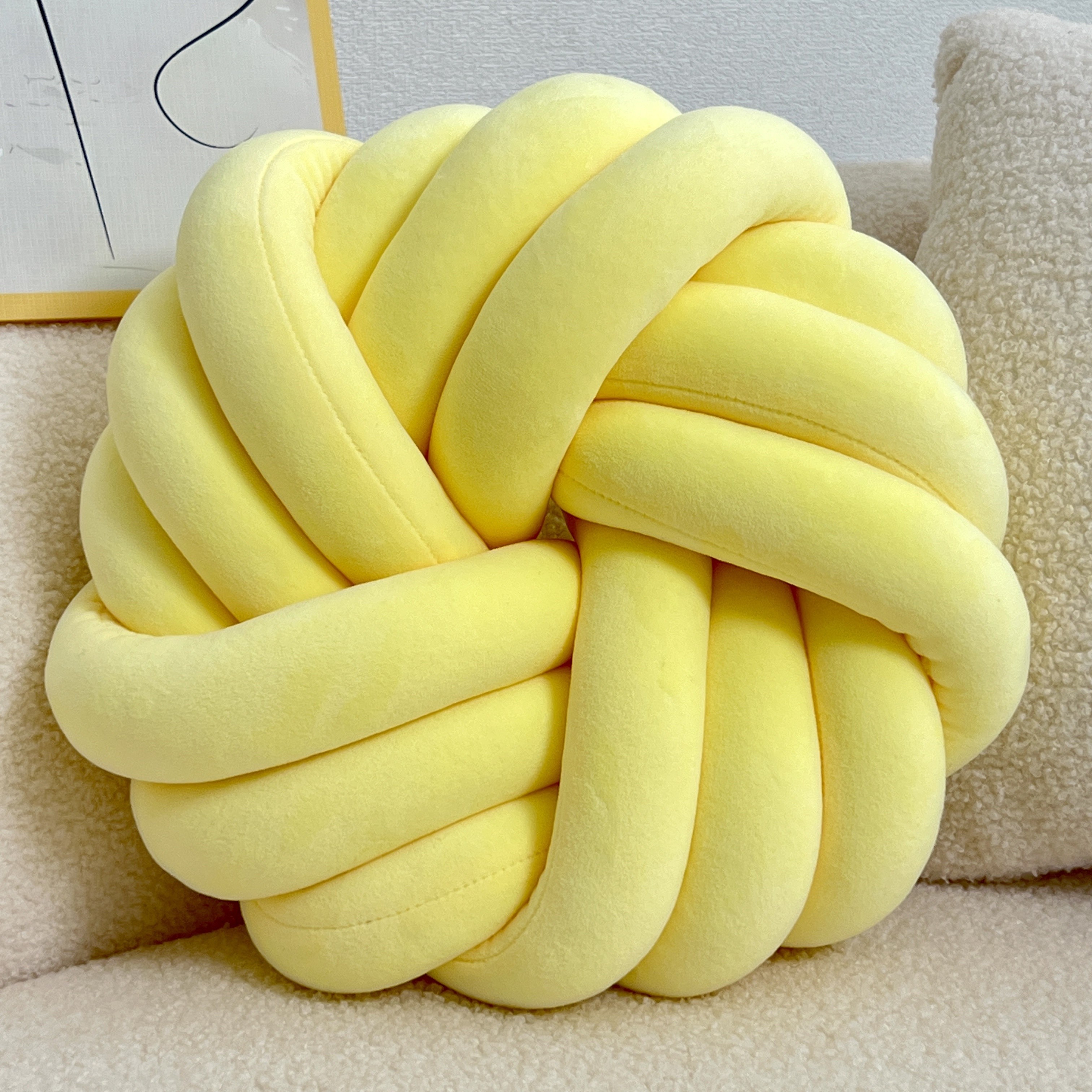 YLBKIKR Handmade Soft Plush Knot Throw Pillow Multi-Color Modern Minimalist Cushion for Sofa, Bed, and Chair Accent