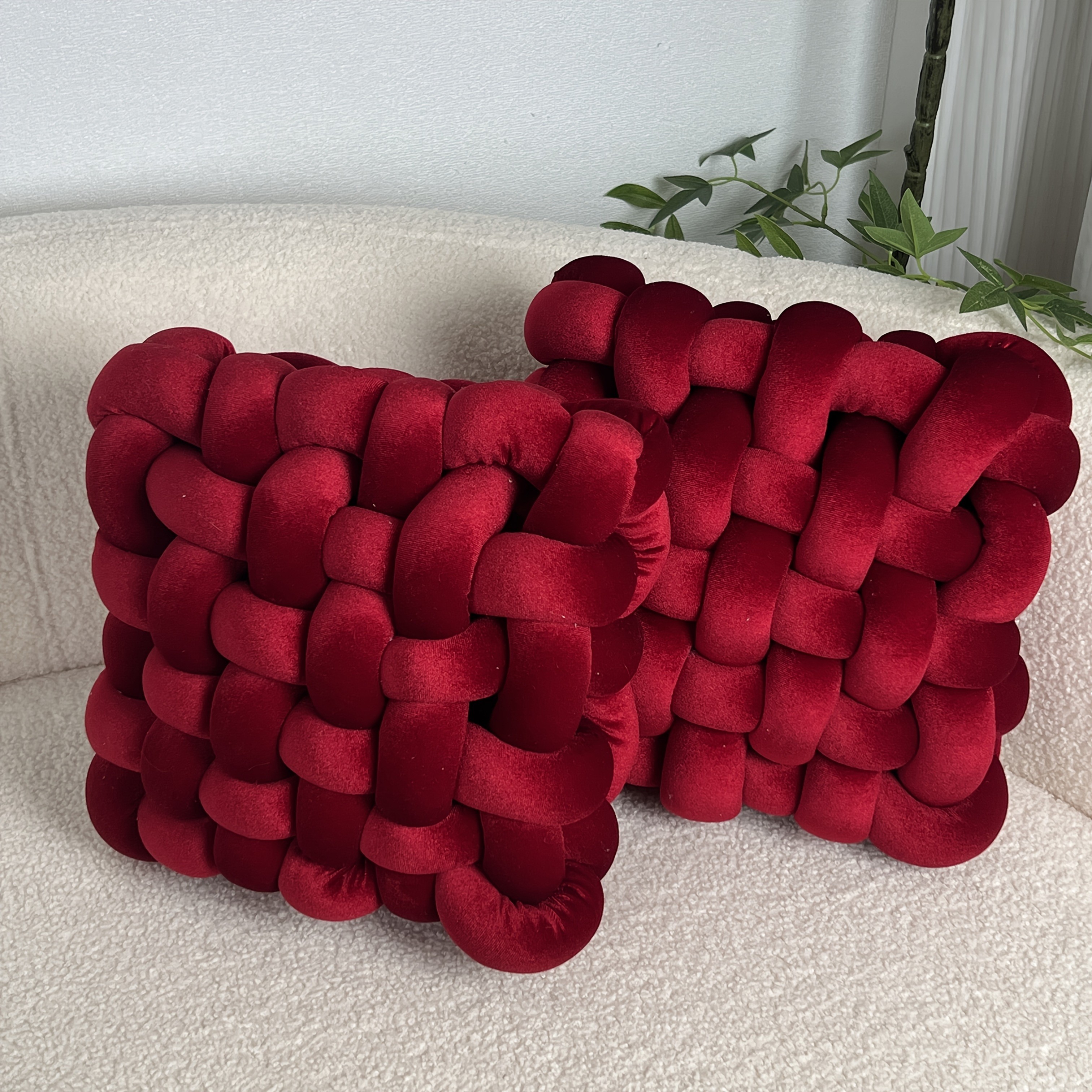 YLBKIKR 2pcs Set of Golden Velvet Hand-Knotted Square Decorative Pillows  Luxurious Cushions for Sofa, Bed, and Office Decor