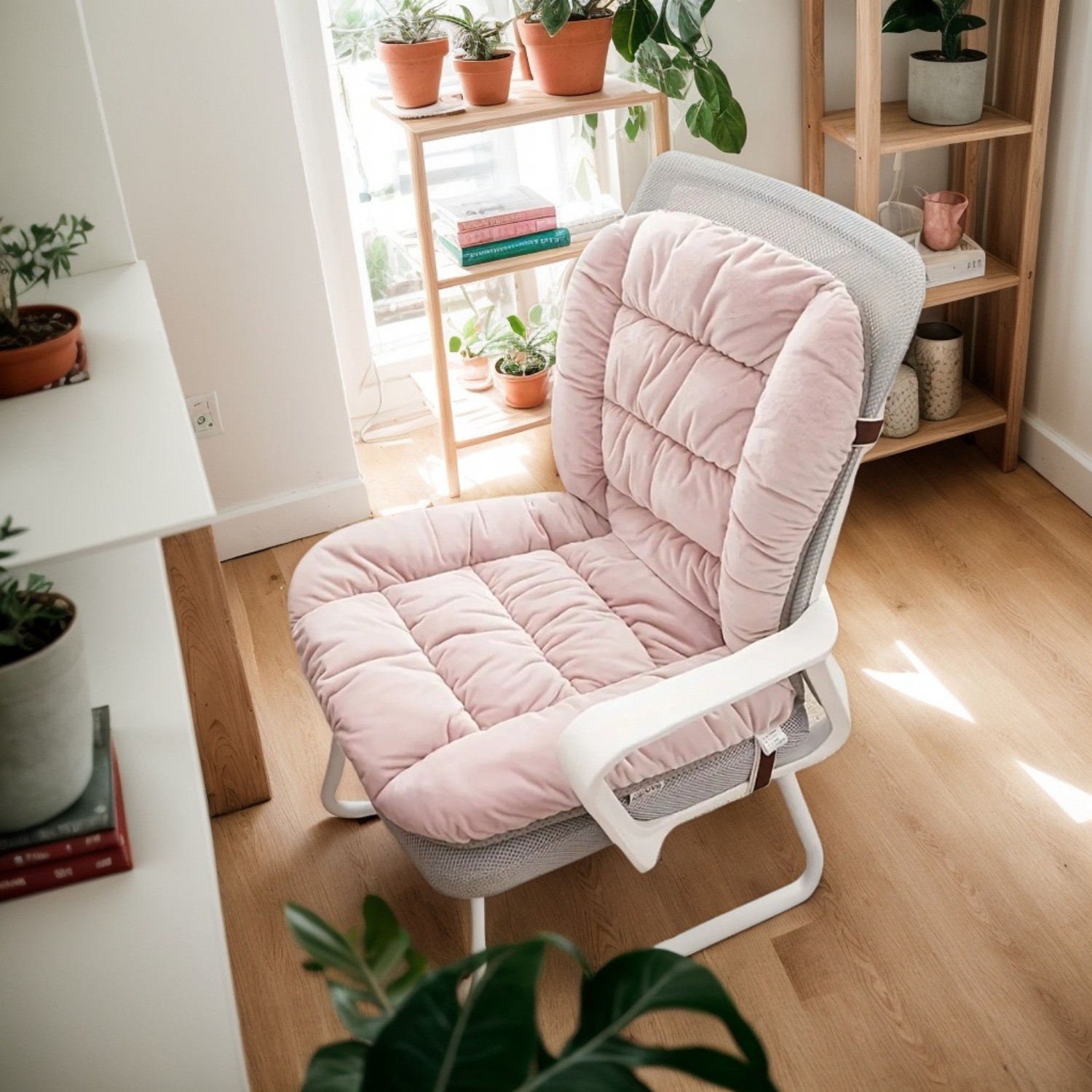 HAOZCL Ergonomic Office Chair Cushion with Integrated Backrest Thick, Washable Seat Pad for Comfort and Support