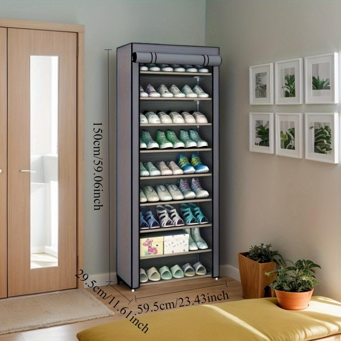 HAOZCL 10-Tier Metal Shoe Rack with Dustproof Cover  Large Capacity Organizer for Entryway, Home, and Dorm Storage