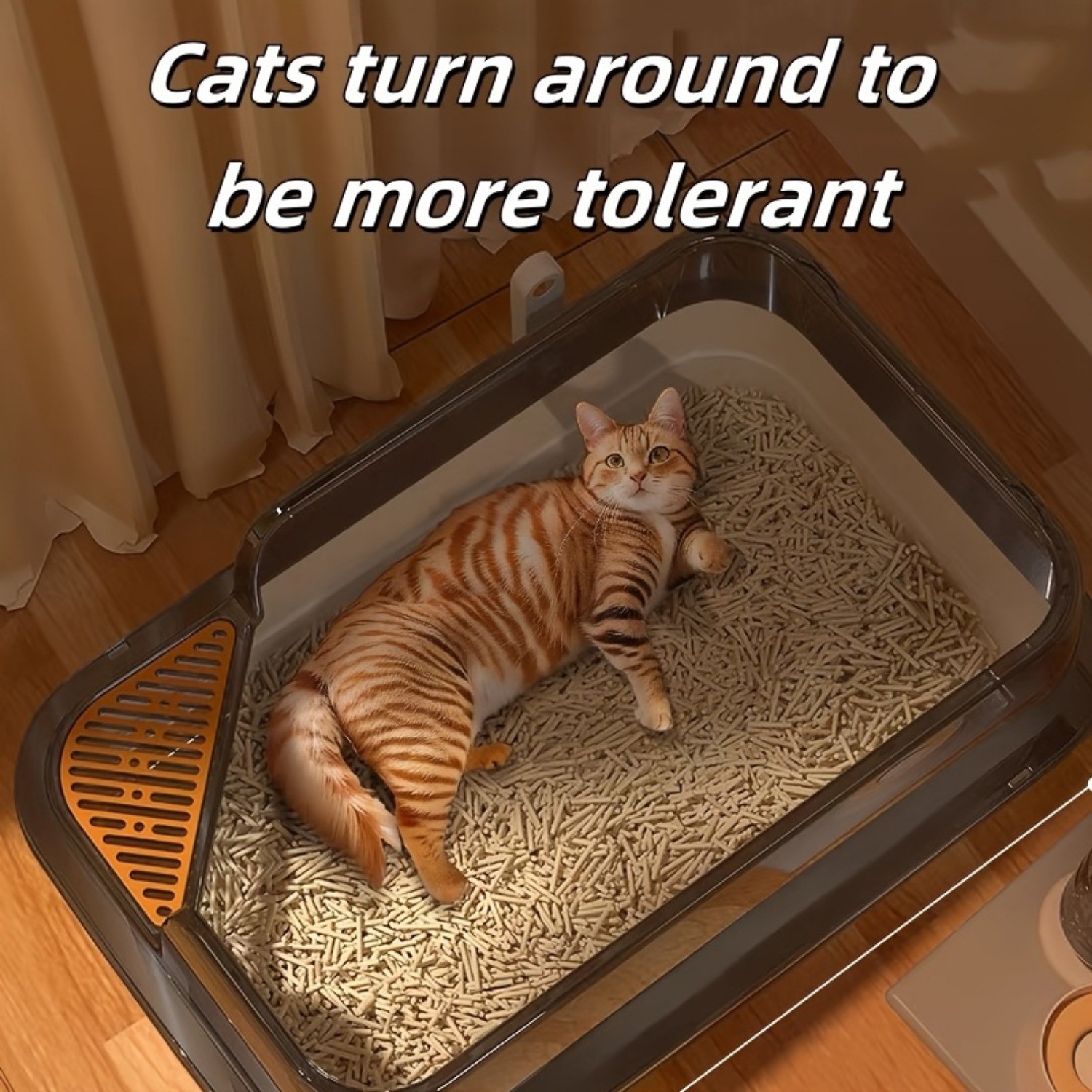 HAOZCL Extra Large Half-Closed Litter Box with High Fence and Cleaning Spoon Spacious, Splash-Proof Design for Multi-Cat Homes and Easy Maintenance