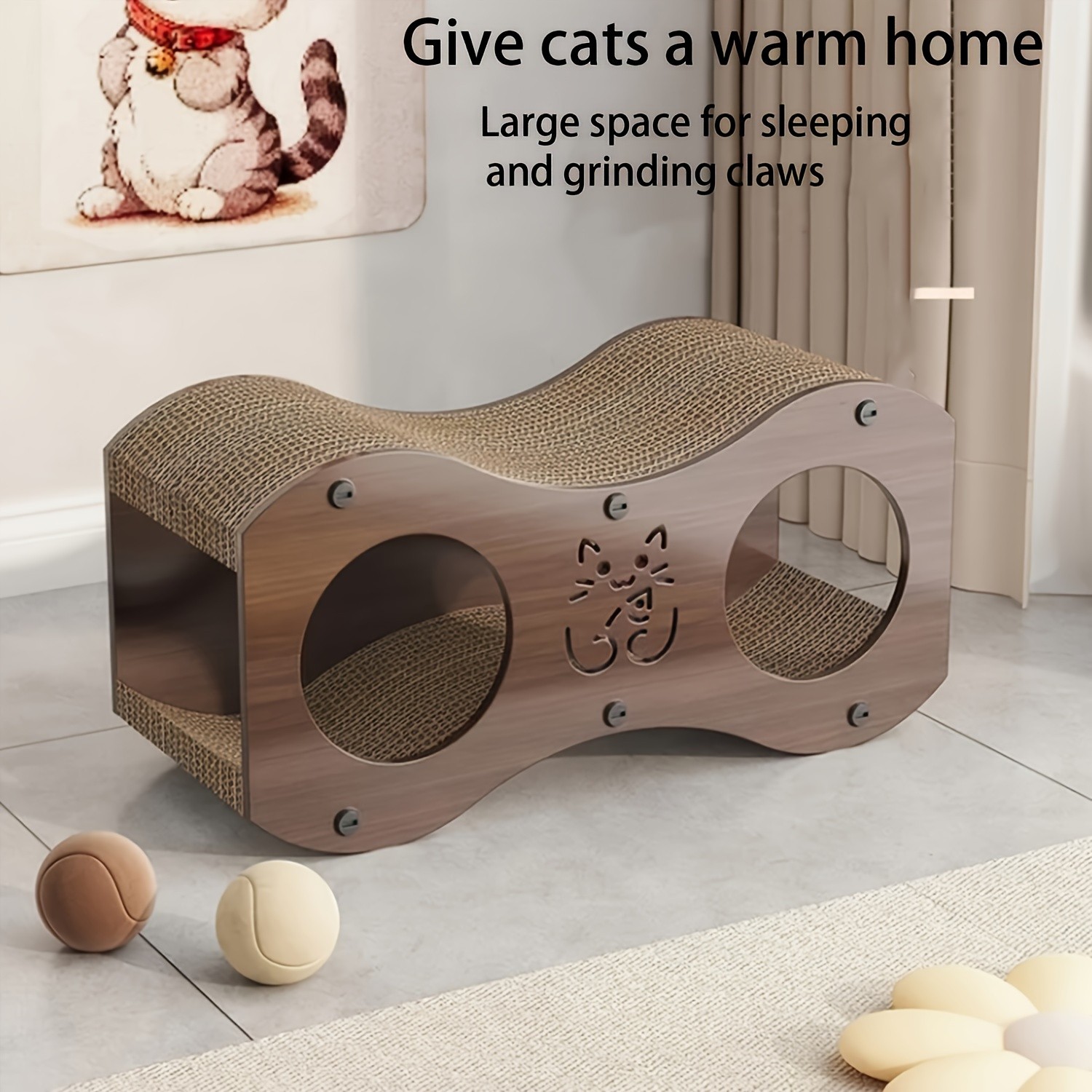 HAOZCL 2-Tier Durable Cat Scratching Post & Bed  2-in-1 Modern Cat Furniture with Integrated Play Area for Rest and Play