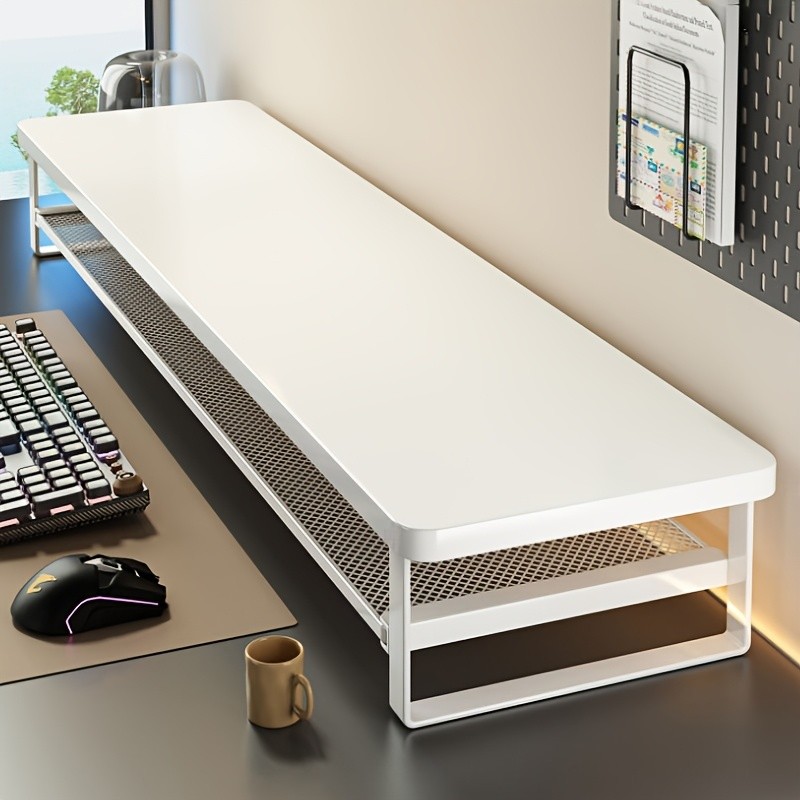 HAOZCL Dual-Layer Computer Desk Stand with Storage Drawers  Heavy-Duty, Space-Saving Workstation with Monitor Stand & Keyboard Tray