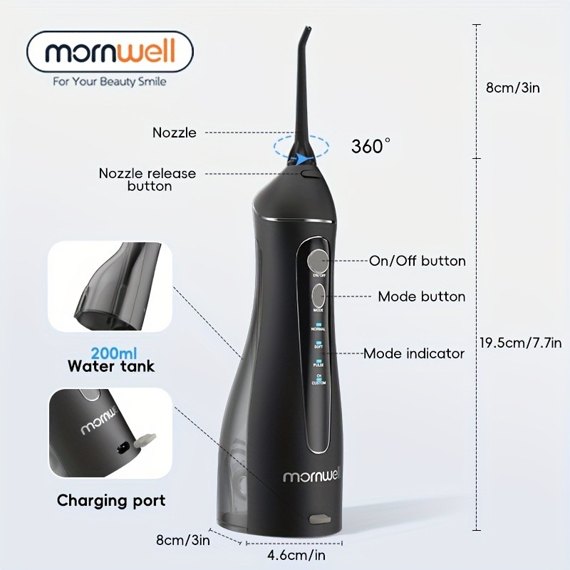 Mornwell Portable Dental Irrigator Water Flosser Machine