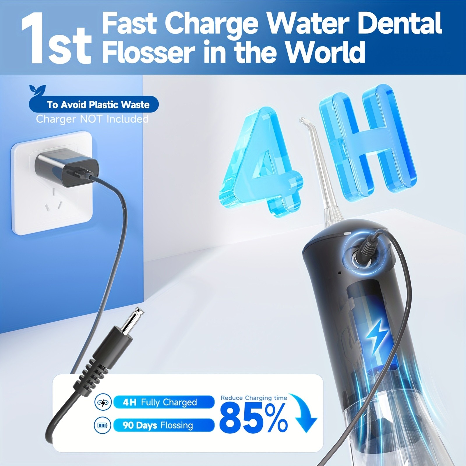 Mornwell Portable Water Flosser with 4 Nozzles & 3 Pressure Settings