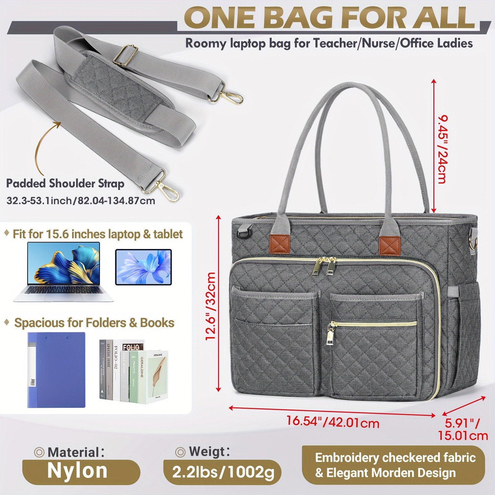 NEWHEY 39.62 cm Laptop Tote Bag for Women Professional, Stylish, and Functional for Work and Travel