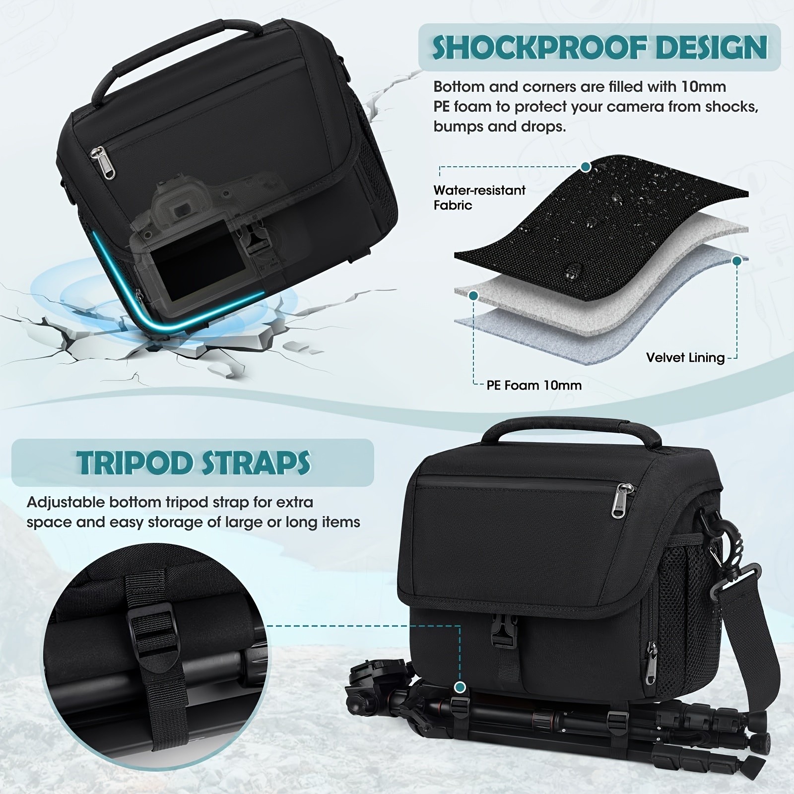 NEWHEY Camera Bag  Durable, Waterproof Protection for Your DSLR, SLR, and Non-Reflex Cameras
