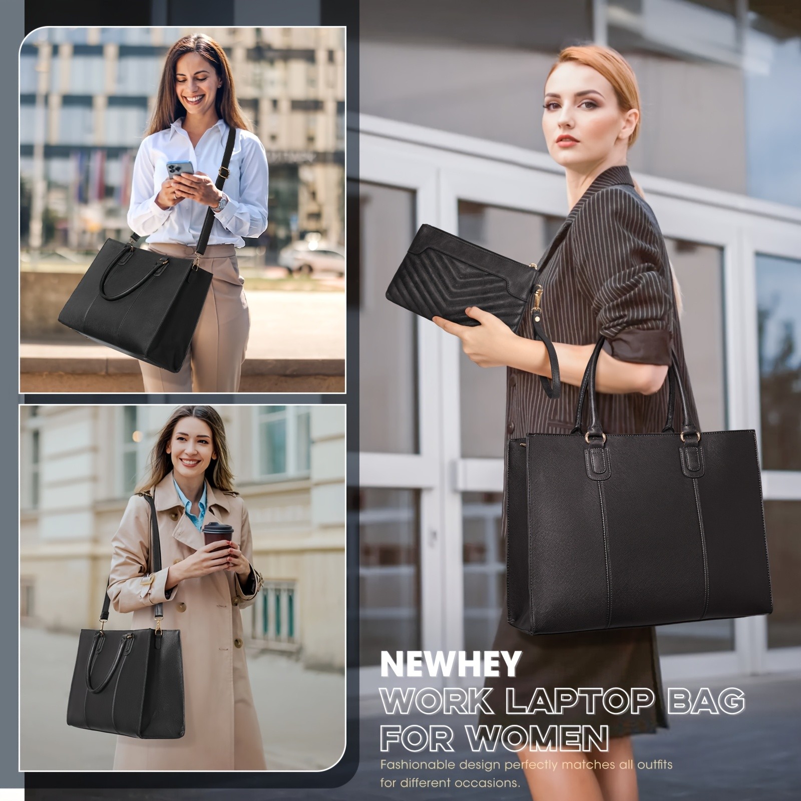 NEWHEY Womens 39.62 cm Laptop Tote Bag Minimalist Style, Lightweight, and Professional for Office & Travel