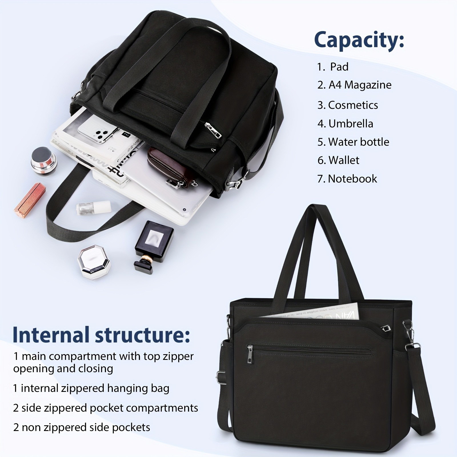 NEWHEY Womens Large Canvas Tote Bag  Versatile, Durable, and Spacious for Work, School, and Beach