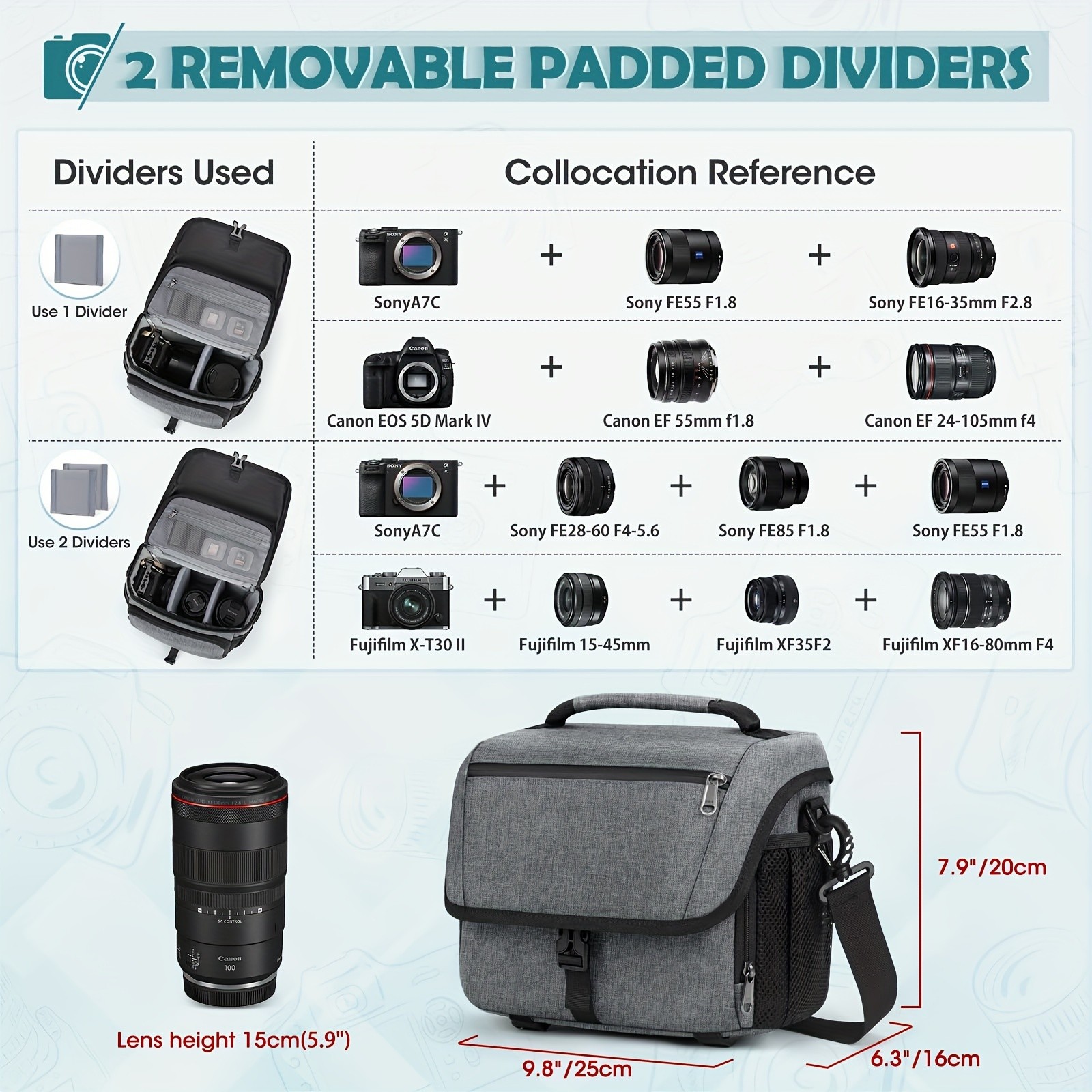 NEWHEY Camera Bag for DSLR, SLR, and Mirrorless Cameras Durable and Waterproof with Tripod Holder for Outdoor Photography
