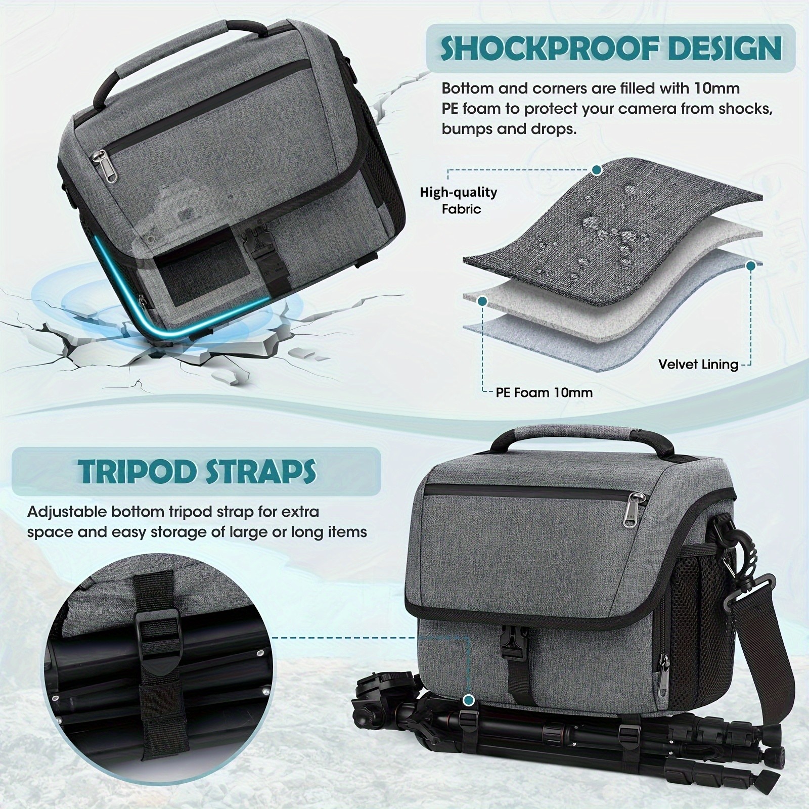 NEWHEY Camera Bag for DSLR, SLR, and Mirrorless Cameras Durable and Waterproof with Tripod Holder for Outdoor Photography