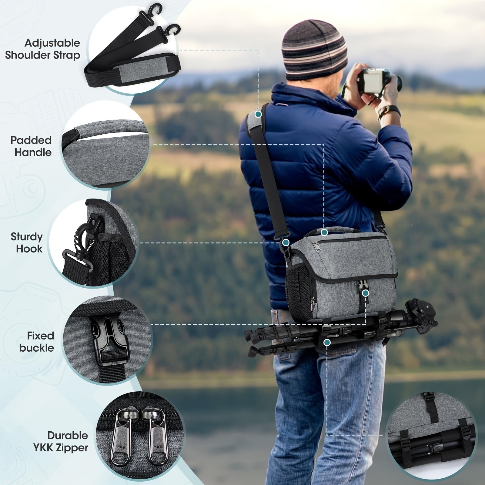NEWHEY Camera Bag for DSLR, SLR, and Mirrorless Cameras Durable and Waterproof with Tripod Holder for Outdoor Photography