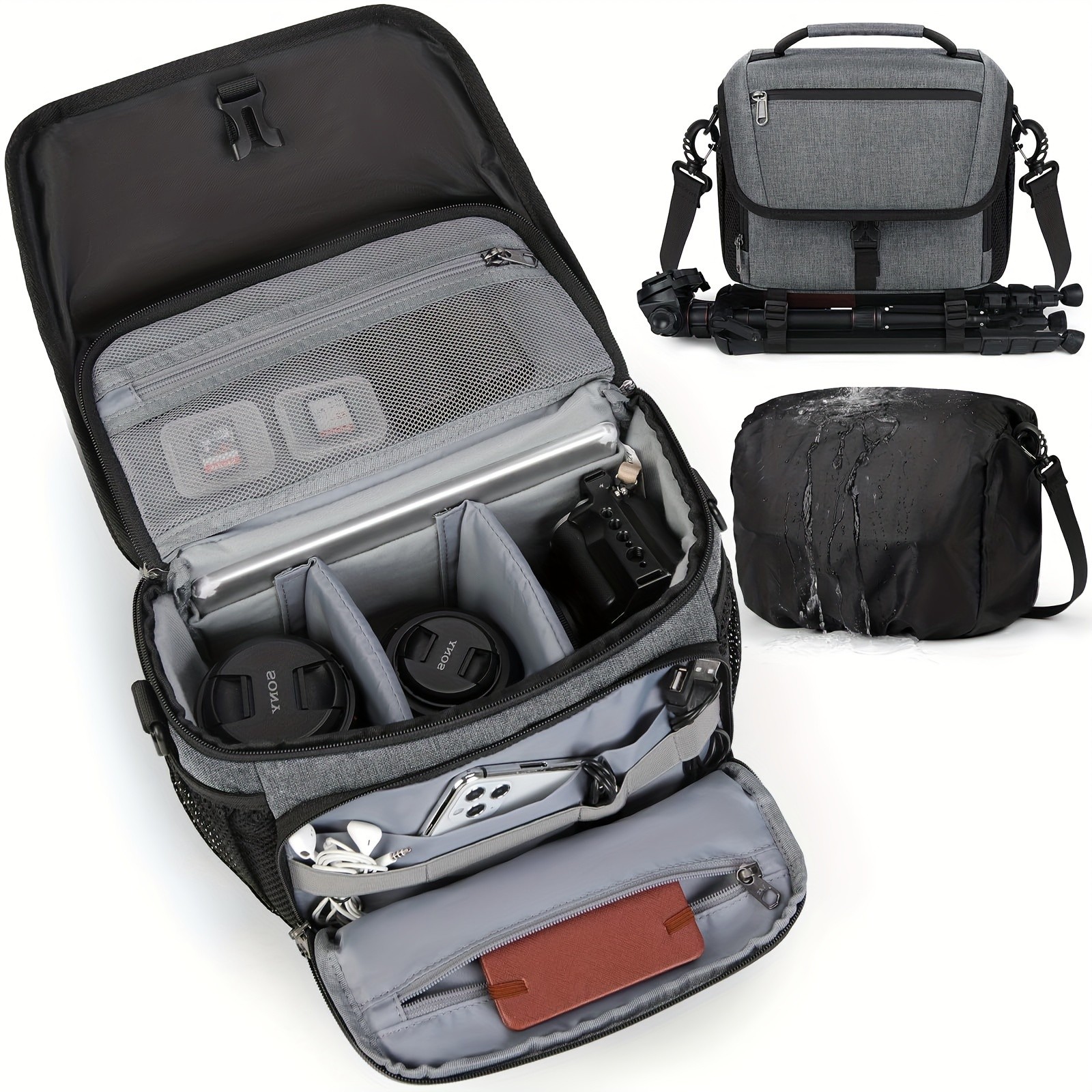 NEWHEY Camera Bag for DSLR, SLR, and Mirrorless Cameras Durable and Waterproof with Tripod Holder for Outdoor Photography