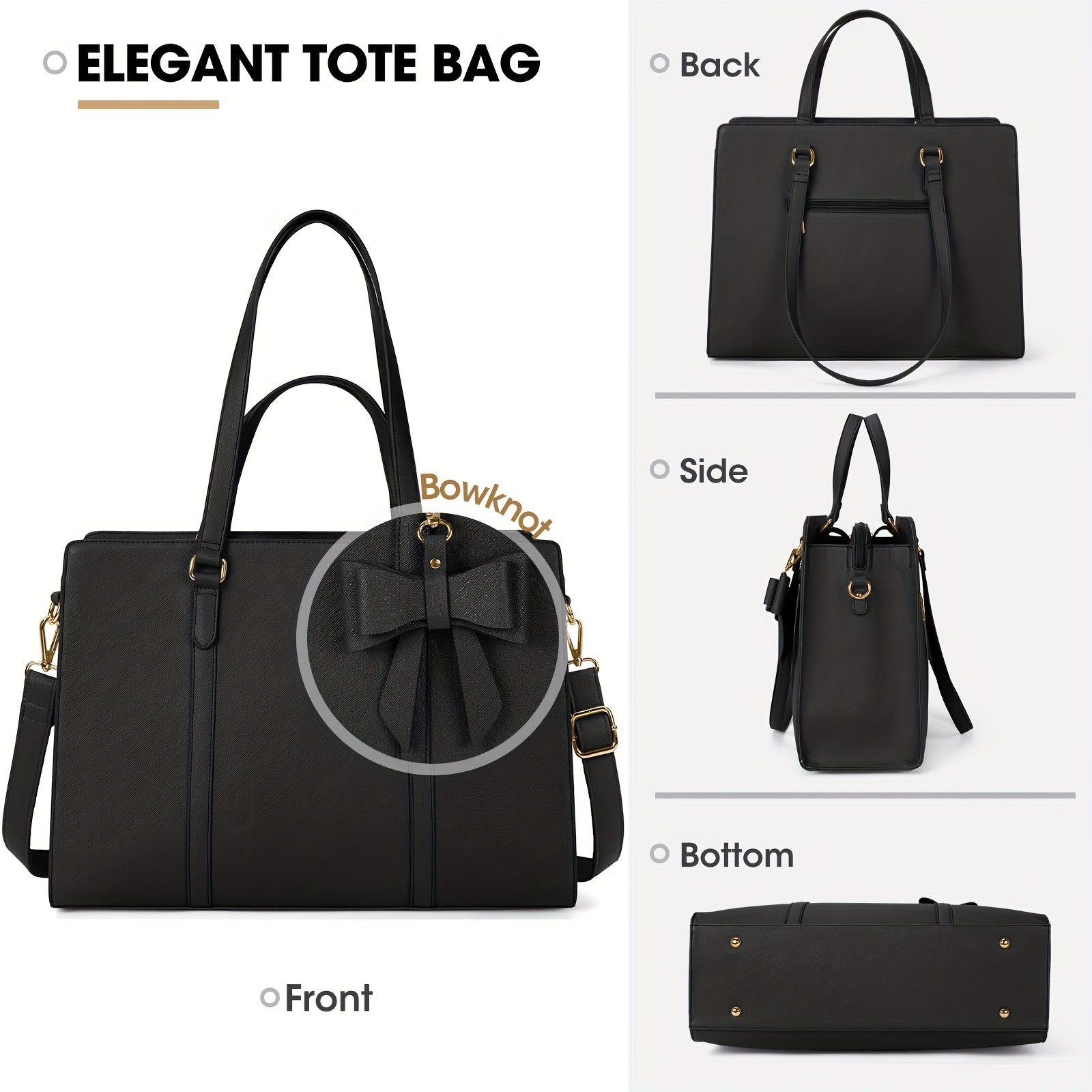 NEWHEY Elegant Black Laptop Bag for Women  Stylish, Professional, and Perfect for Business and Work