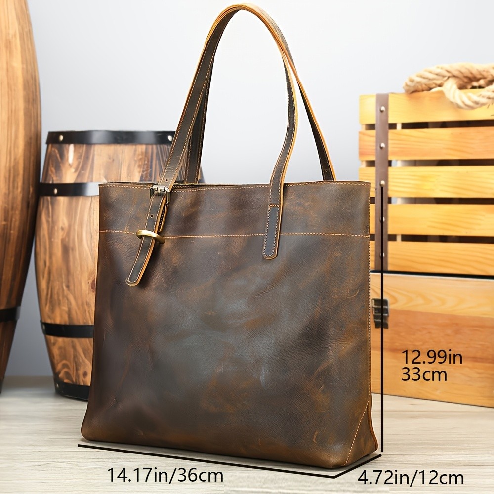 NIUCUNZH Viking-Inspired Retro Style Genuine Leather Tote Bag Durable, Stylish, and Perfect for Commuting, Travel, and Everyday Use
