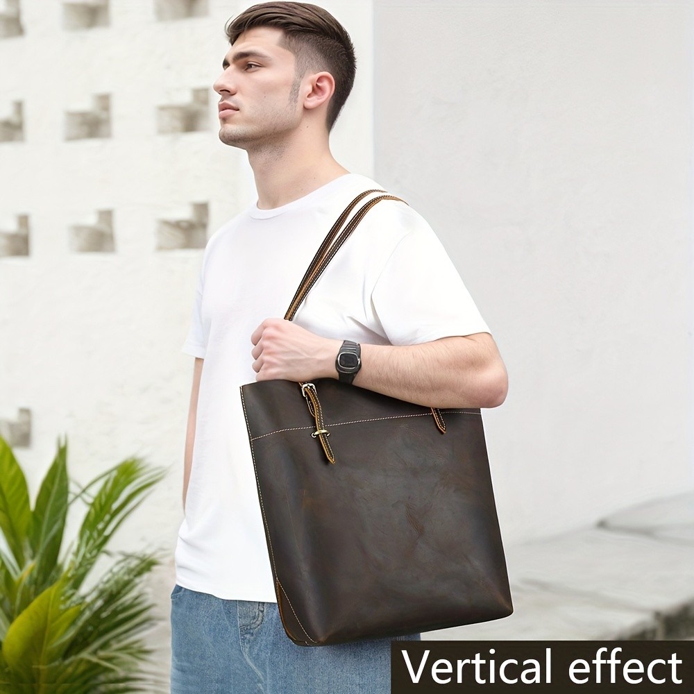 NIUCUNZH Viking-Inspired Retro Style Genuine Leather Tote Bag Durable, Stylish, and Perfect for Commuting, Travel, and Everyday Use