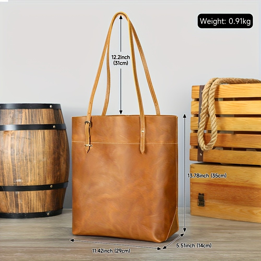 NIUCUNZH Viking-Inspired Retro Style Genuine Leather Tote Bag Durable, Stylish, and Perfect for Commuting, Travel, and Everyday Use