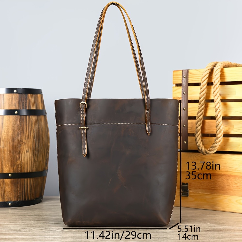 NIUCUNZH Viking-Inspired Retro Style Genuine Leather Tote Bag Durable, Stylish, and Perfect for Commuting, Travel, and Everyday Use