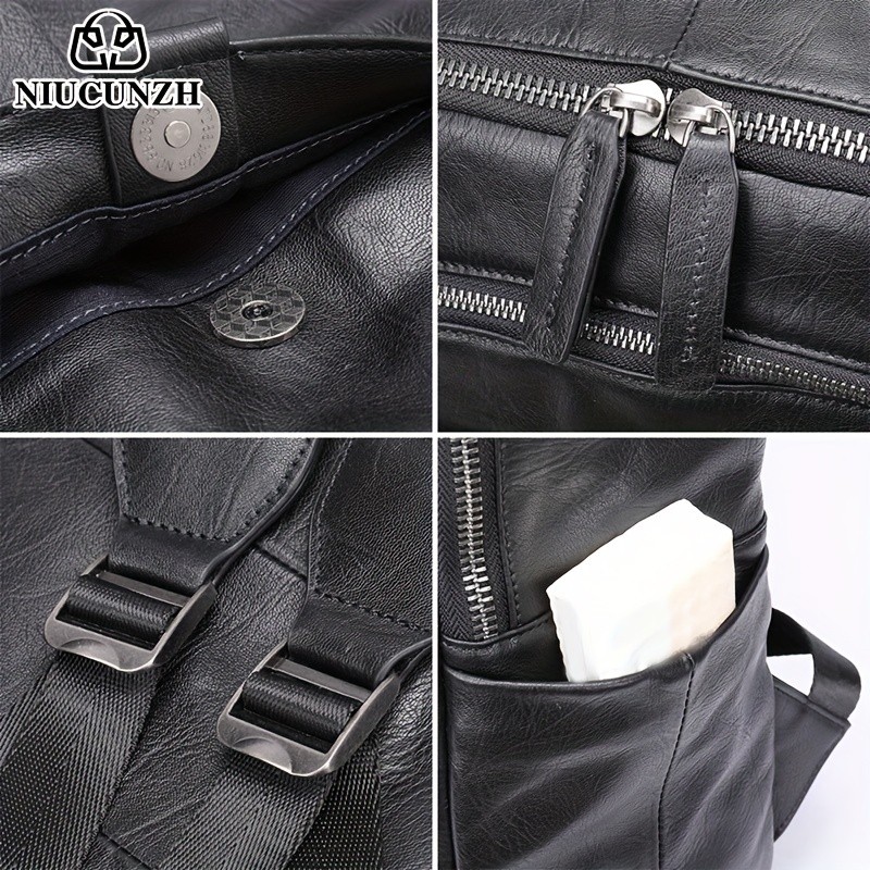 NIUCUNZH Mens Top Layer Cowhide Backpack  Durable, Spacious, and Ideal for Travel and Commuting