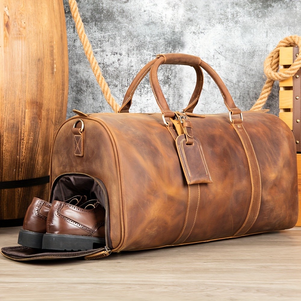 NIUCUNZH Mens Genuine Leather Handbag  Durable, Stylish, and Ideal for Travel, Business, and Short Trips