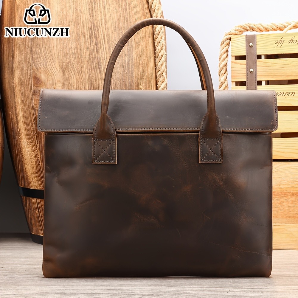 NIUCUNZH Mens Casual Top-Grain Leather Shoulder Bag  Stylish, Durable, and Ideal for Daily Commute and Business Use