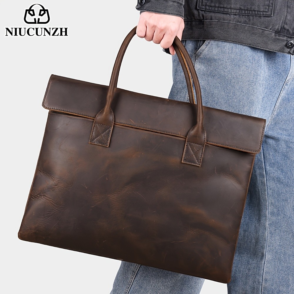 NIUCUNZH Mens Casual Top-Grain Leather Shoulder Bag  Stylish, Durable, and Ideal for Daily Commute and Business Use