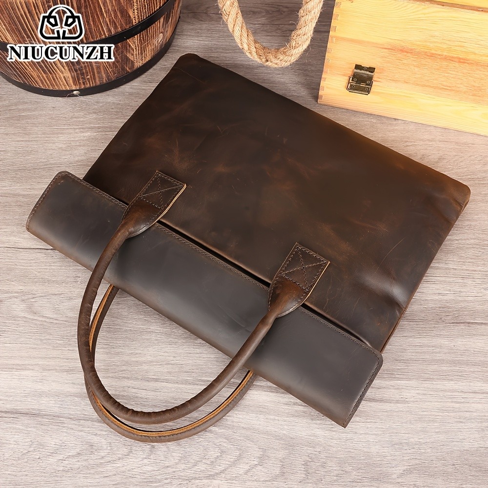 NIUCUNZH Mens Casual Top-Grain Leather Shoulder Bag  Stylish, Durable, and Ideal for Daily Commute and Business Use