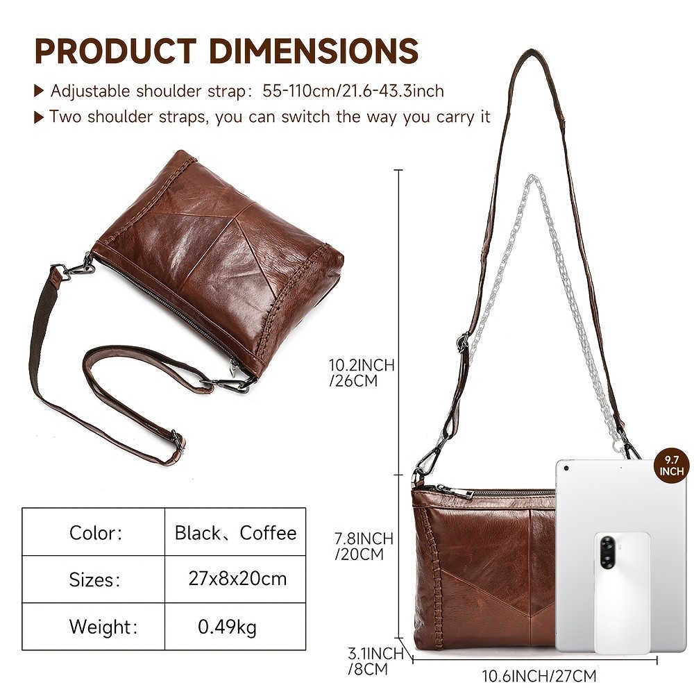 NIUCUNZH Genuine Leather Crossbody Bag for Men & Women  Stylish, Durable, and Perfect for Daily Use and Commuting
