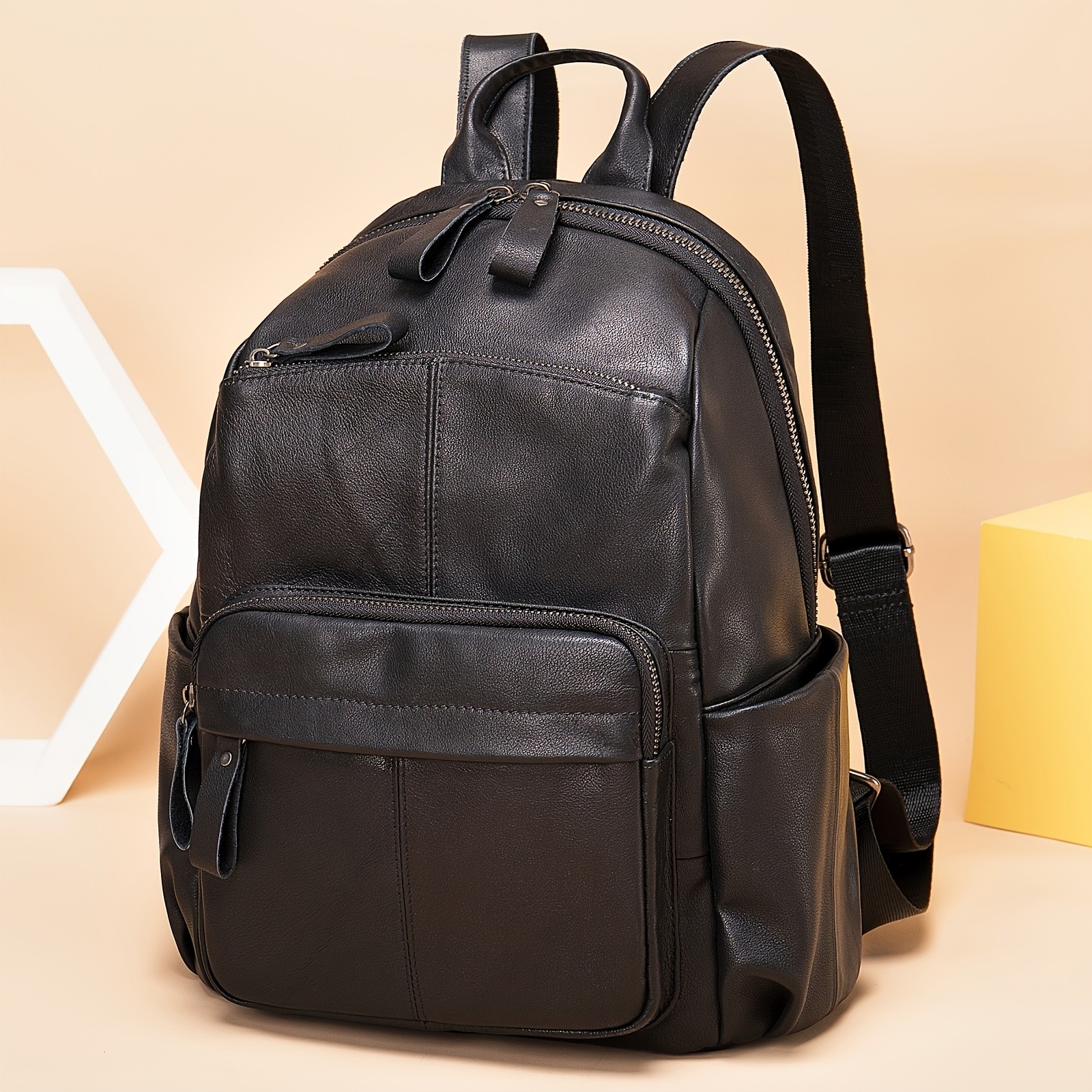 NIUCUNZH Genuine Leather Unisex Backpack  Durable, Spacious, and Perfect for Travel, Commute, and Daily Use