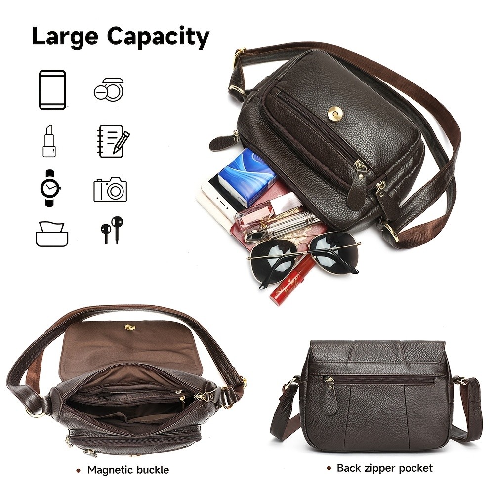 NIUCUNZH Unisex Genuine Leather Crossbody Bag  Versatile, Durable, and Stylish for Daily Use and Travel