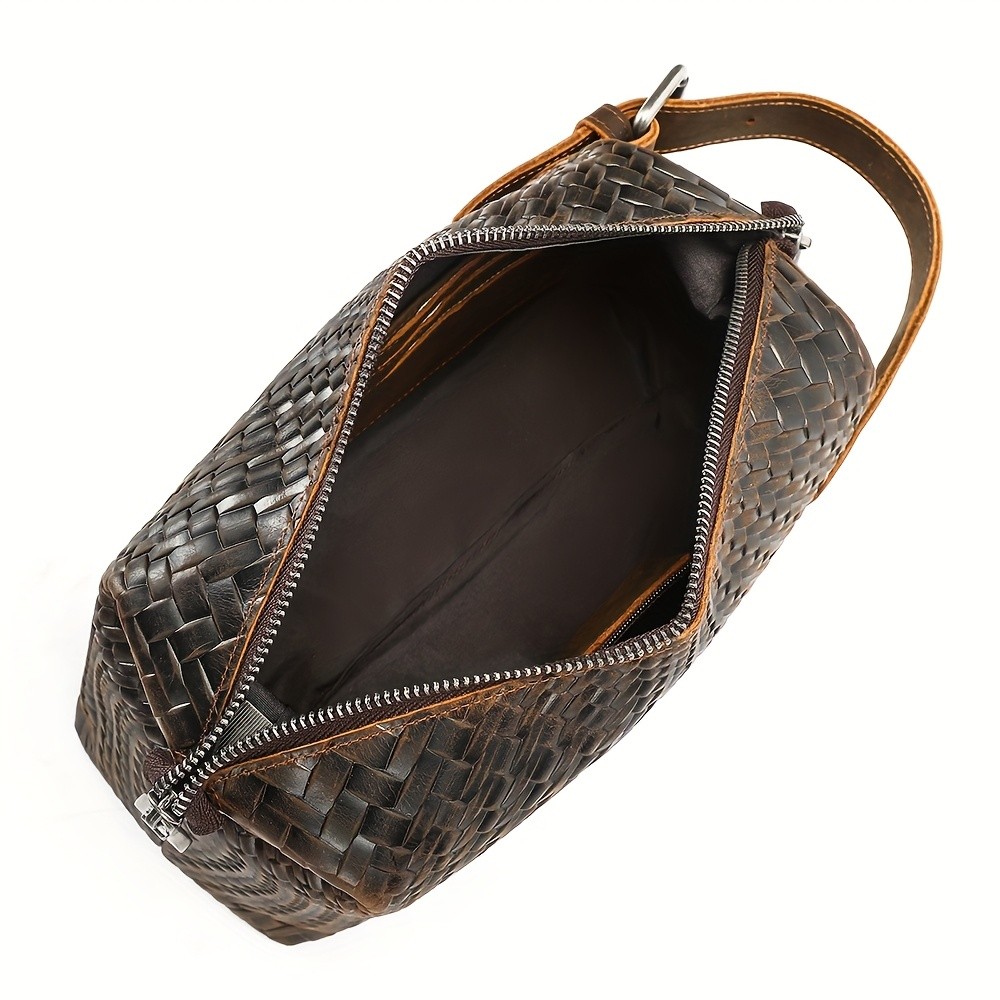 NIUCUNZH Mens Genuine Leather Woven Tote Bag Stylish, Durable, and Ideal for Daily Commute and Travel