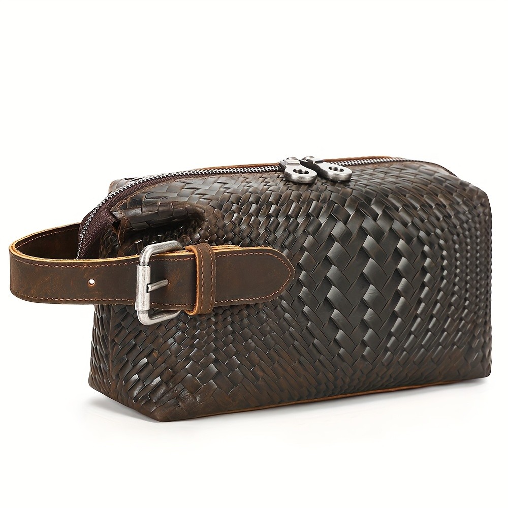 NIUCUNZH Mens Genuine Leather Woven Tote Bag Stylish, Durable, and Ideal for Daily Commute and Travel