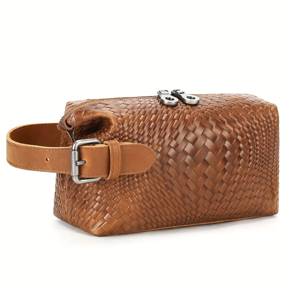 NIUCUNZH Mens Genuine Leather Woven Tote Bag Stylish, Durable, and Ideal for Daily Commute and Travel