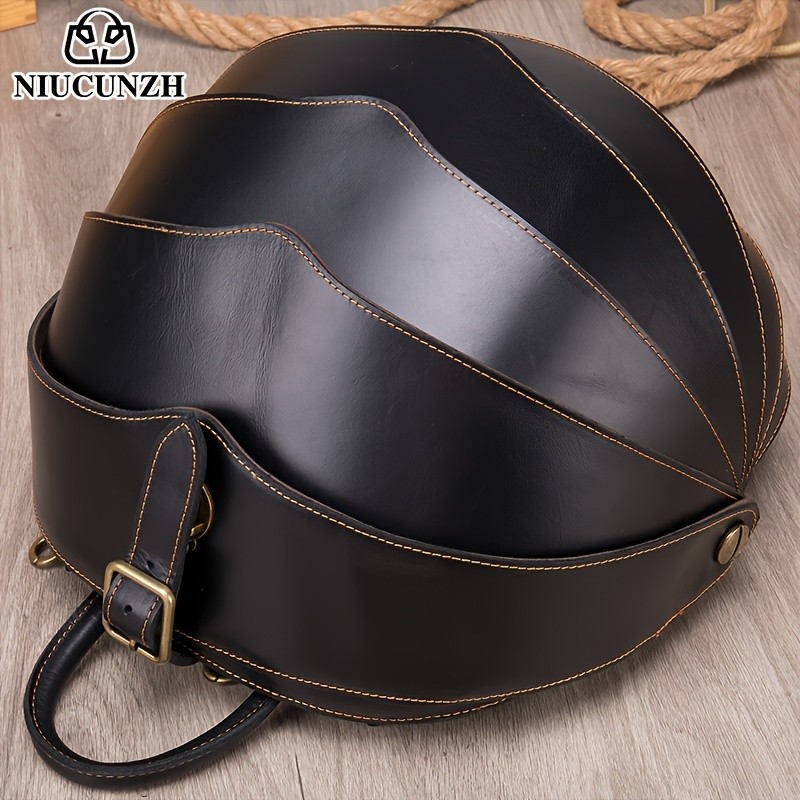 NIUCUNZH Genuine Leather Backpack with Crazy Horse Design  Durable, Spacious, and Ideal for Travel, School, and Outdoor Adventures