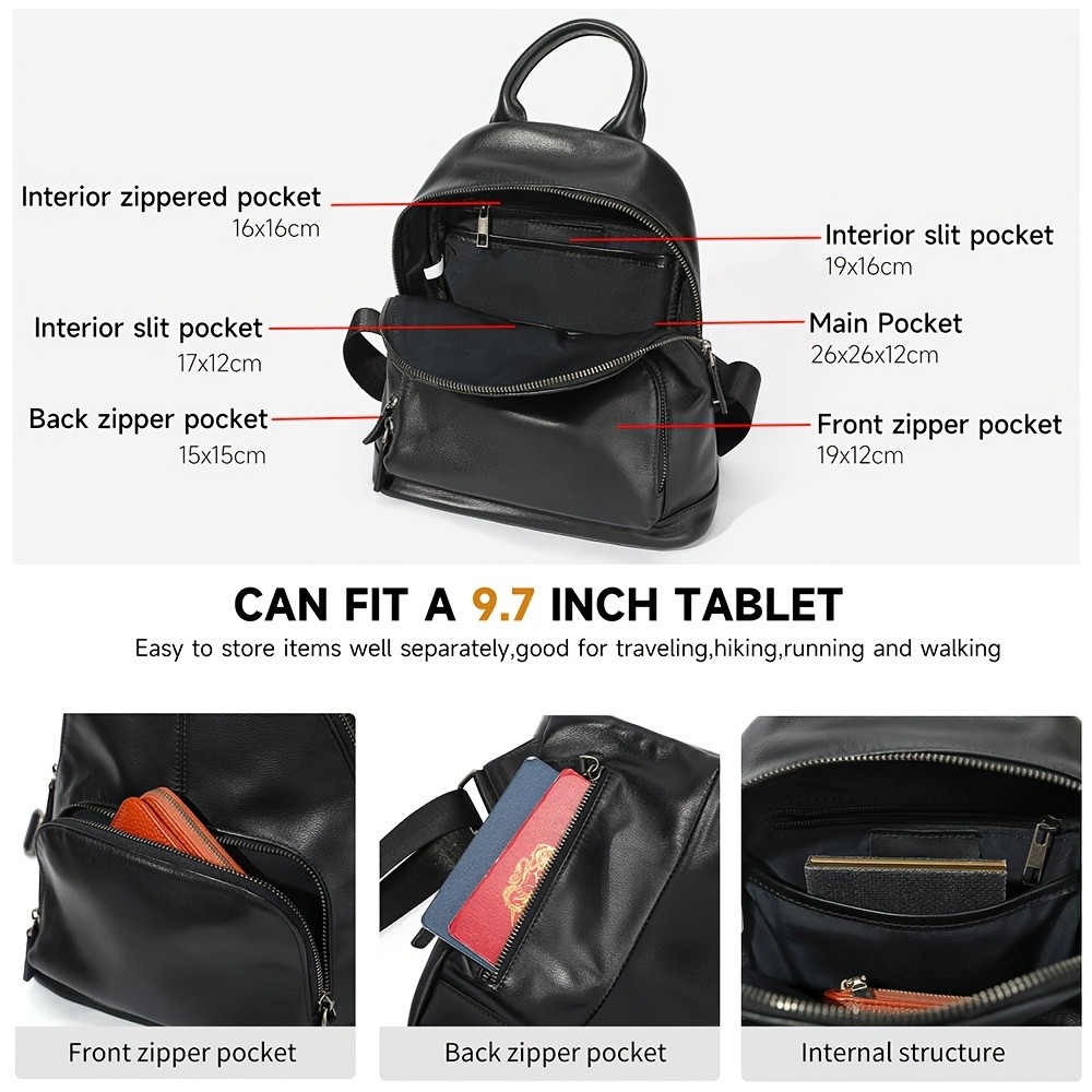 NIUCUNZH Womens Top-Grain Leather Backpack Elegant, Durable, and Perfect for Daily Use and Travel