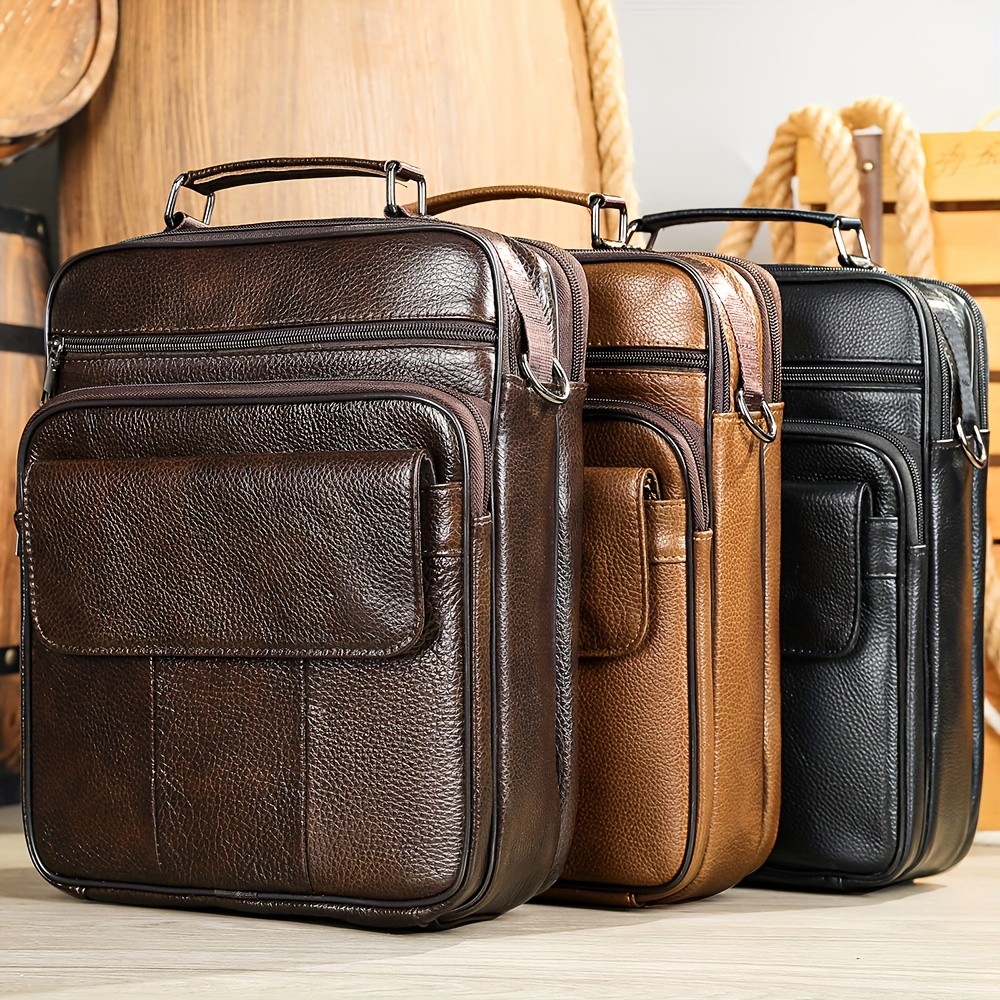 NIUCUNZH Mens Genuine Leather Vintage Full-Grade Cowhide Bag  Stylish, Durable, and Perfect for Business and Casual Use