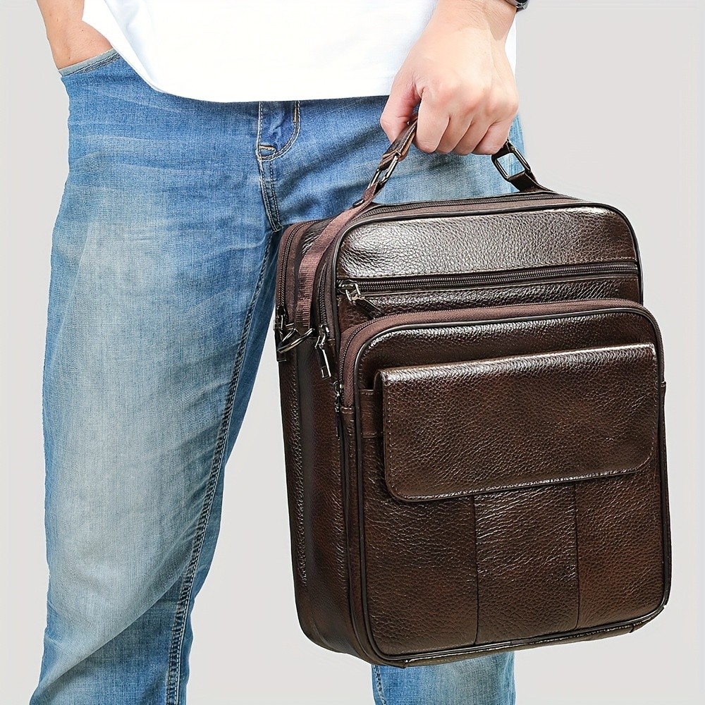 NIUCUNZH Mens Genuine Leather Vintage Full-Grade Cowhide Bag  Stylish, Durable, and Perfect for Business and Casual Use