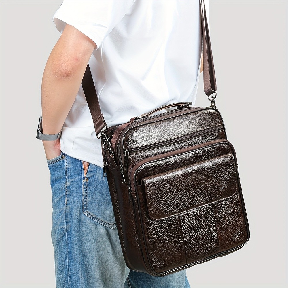NIUCUNZH Mens Genuine Leather Vintage Full-Grade Cowhide Bag  Stylish, Durable, and Perfect for Business and Casual Use