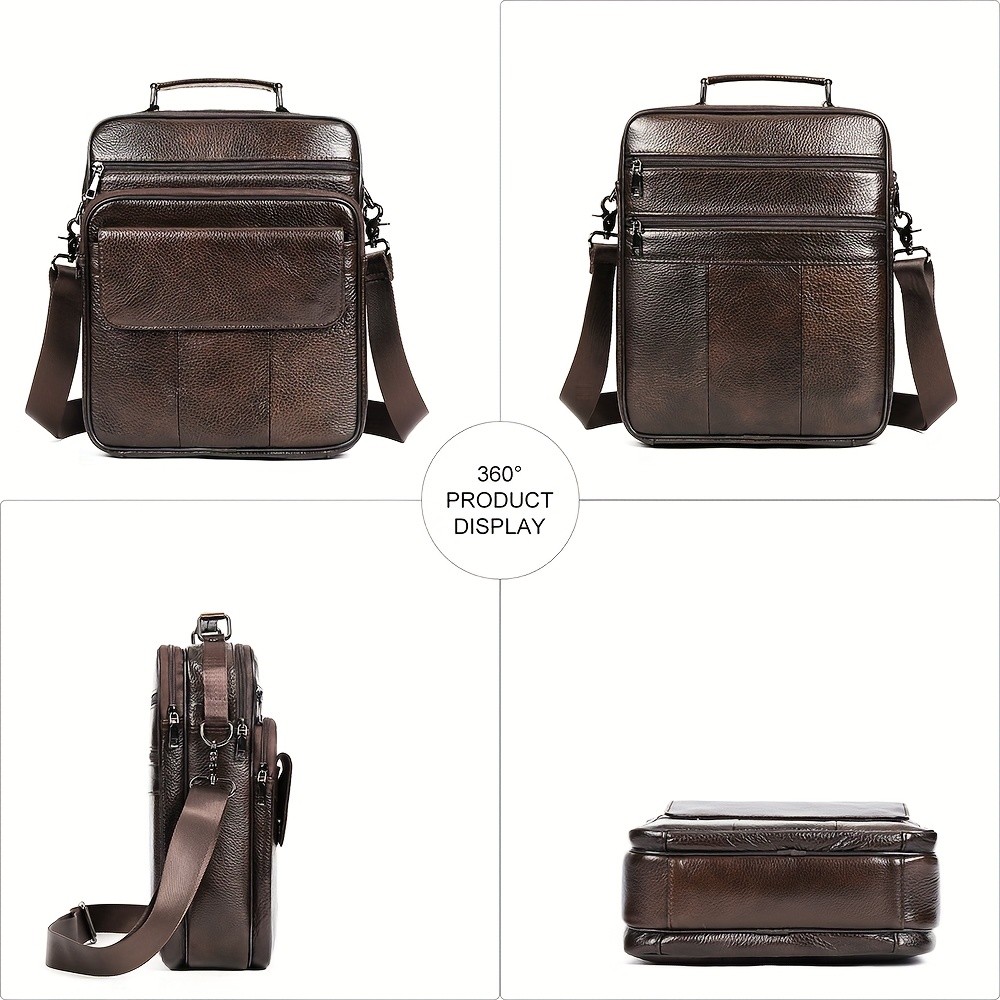 NIUCUNZH Mens Genuine Leather Vintage Full-Grade Cowhide Bag  Stylish, Durable, and Perfect for Business and Casual Use
