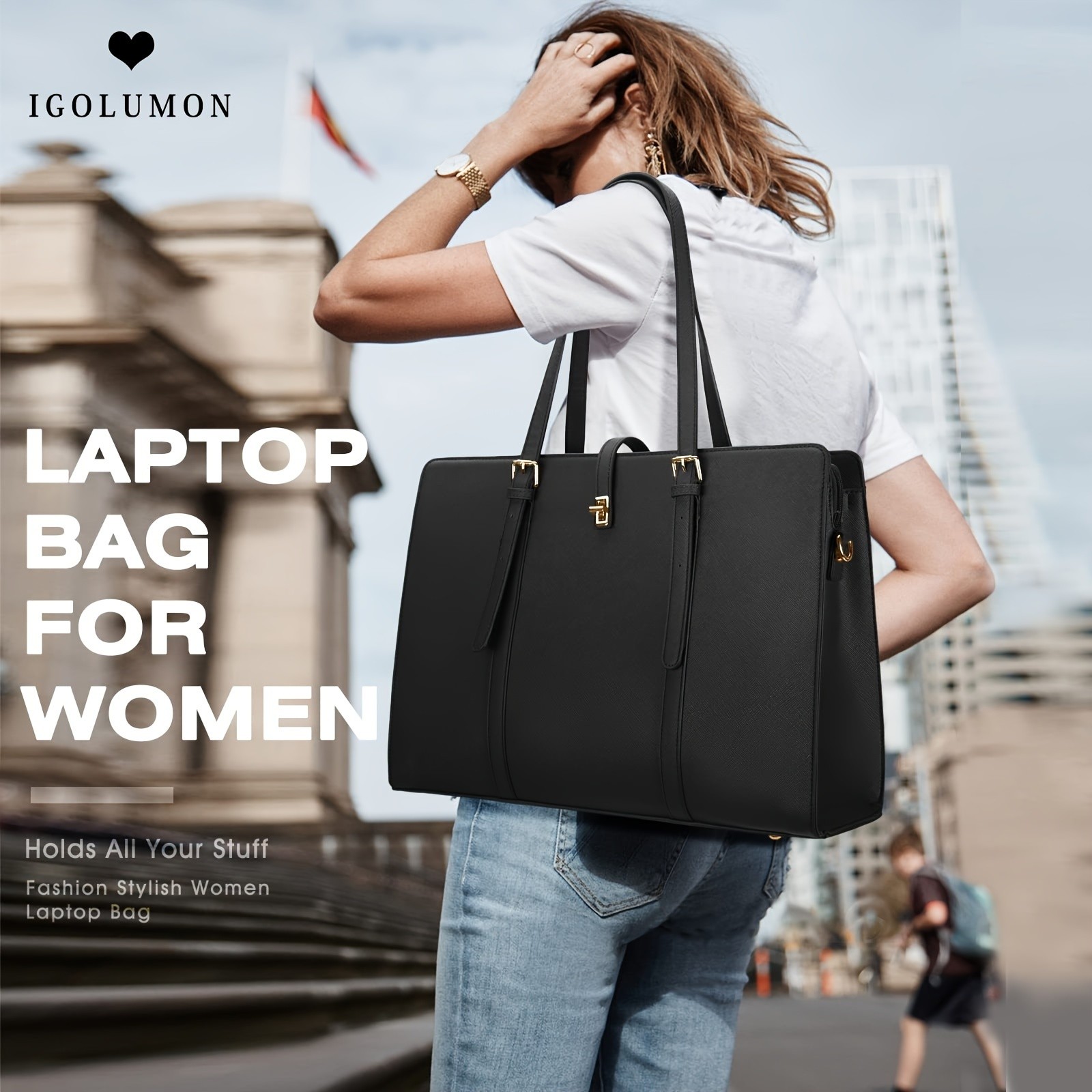 IGOLUMON Womens 15.6-inch Laptop Bag  Professional, Stylish, and Ideal for Work, Business, and Travel
