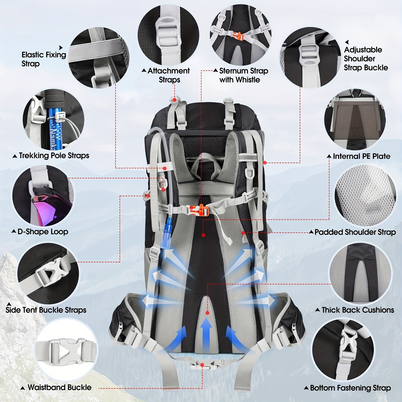 IGOLUMON 60L Hiking Backpack  Durable, Spacious, and Perfect for Hiking, Camping, and Travel