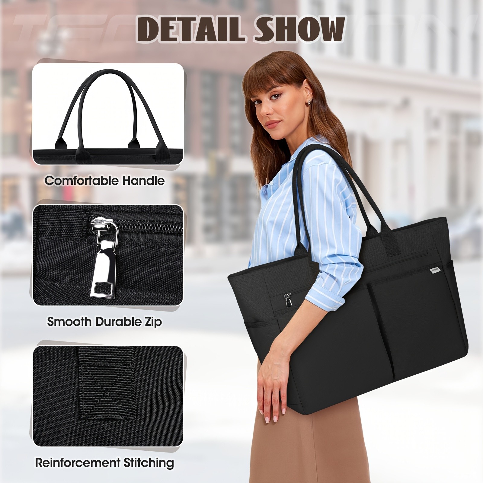 IGOLUMON 40L Tote Bag with Zipper  Spacious, Foldable, and Perfect for Beach, Travel, and Gym