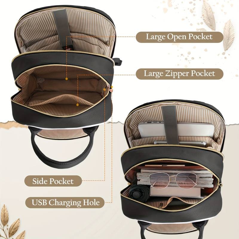 NUBILY Women's 39.62cm Laptop Backpack  Heavy-Duty, Anti-Theft Design with Adjustable Straps for Travel and Everyday Use