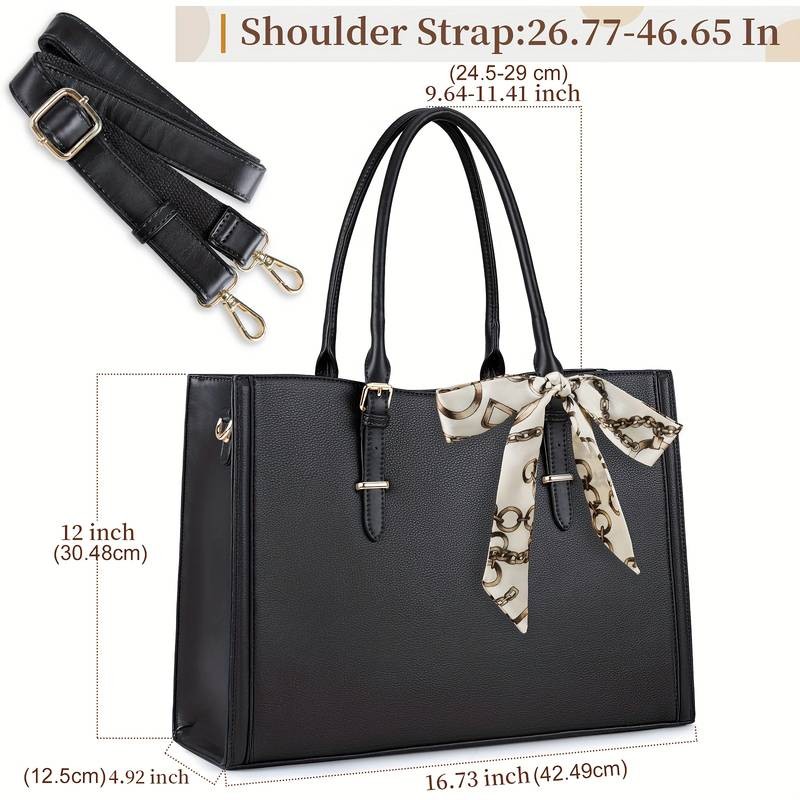 IGOLUMON Womens 39.62 cm Laptop Bag  Lightweight Faux Leather Shoulder Bag with Tablet Compartment for Work and Travel