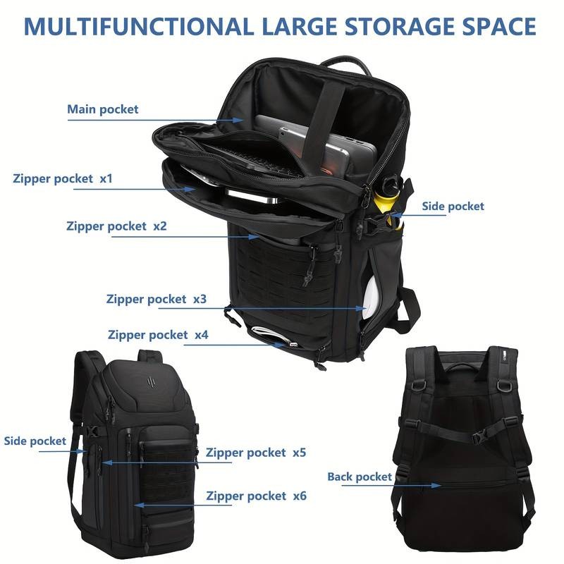 OZUKO 43.94cm Laptop Backpack  Large Capacity Multifunctional Travel Bag for Sports, Photography, and Everyday Use