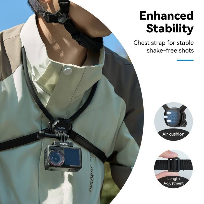 TELESIN Halter Se 2.0 with Air Cushion  Adjustable Chest Strap Mount for Hands-Free POV Vlogging and Video Recording
