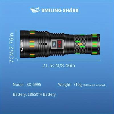 Smiling Shark SD-5995 LED Flashlight  M80 Ultra Bright, USB Rechargeable Handheld Flashlight with Zoom Features