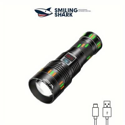 Smiling Shark SD-5995 LED Flashlight  M80 Ultra Bright, USB Rechargeable Handheld Flashlight with Zoom Features